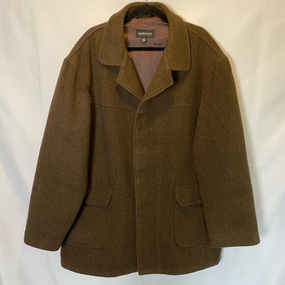 Murano Men's Size XL Brown Wool Blend Peacoat Jacket Classic - Picture 1 of 11